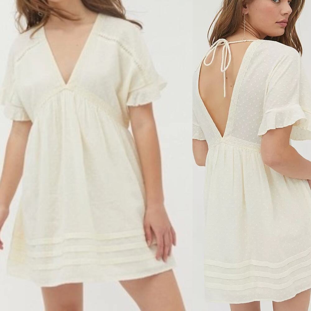 Urban Outfitters UO Venus Cotton Smock Baby Doll Cottage Core Mini Dress (0970)